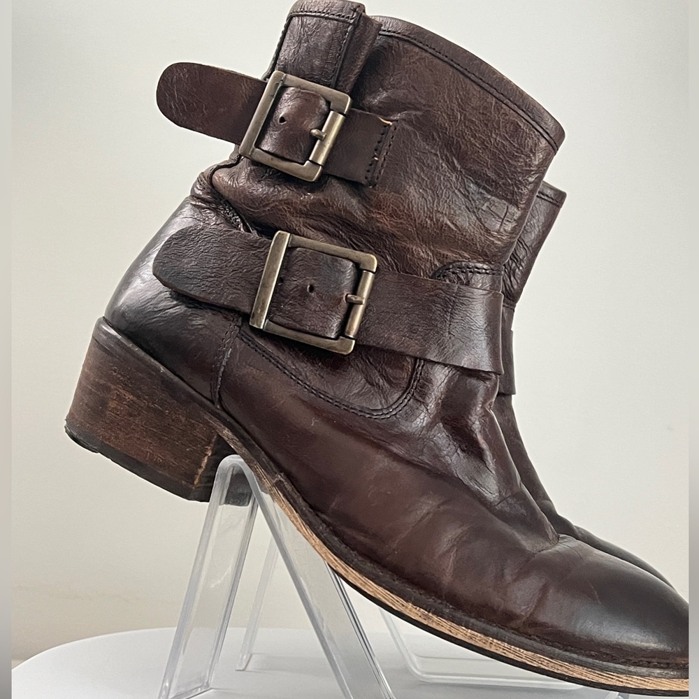 Seychelles Weekenders Brown Leather Ankle Side Zip Boots Women’s Booties Size 8 - Picture 3 of 13